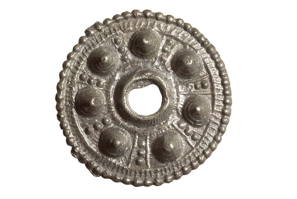 Saxon pewter disc brooch