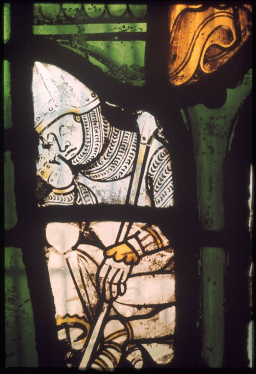 Soldier, fourteenth  century, East Window (n II), detail of panel 10c
