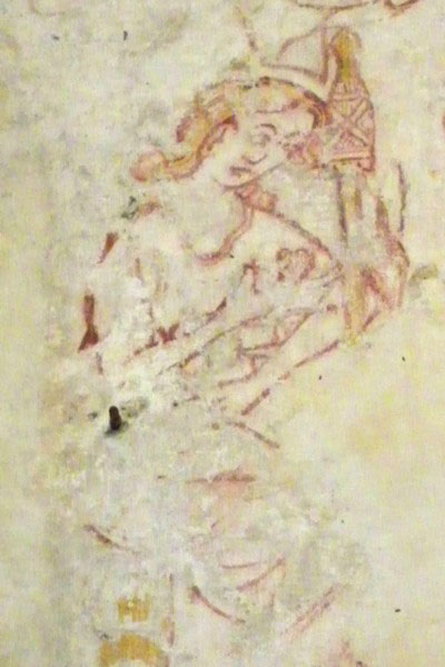 Eve with distaff, detail of wall painting, c. 1300