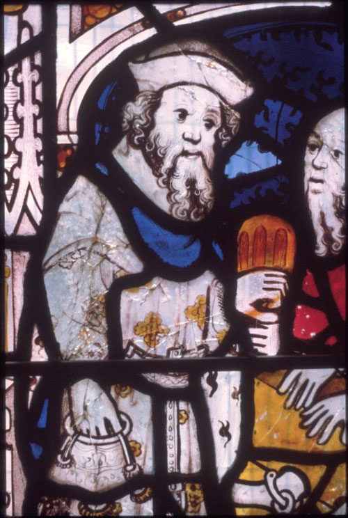 Man, c. 1410, North Window, Pricke of Conscience Window (n IV), detail of panel 2c