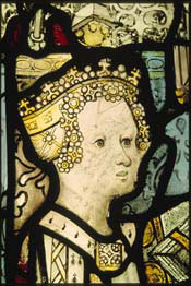 Woman, c. 1414, Choir, North Window, St William Window (n VII), detail of panel 1c