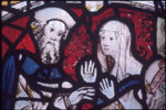 Man and woman, c. 1410, North Window, Pricke of Conscience Window (n IV), detail of panel 2b